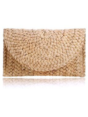 Straw Clutch Handbag Summer Beach Straw Purse for Women woven Envelope Bag